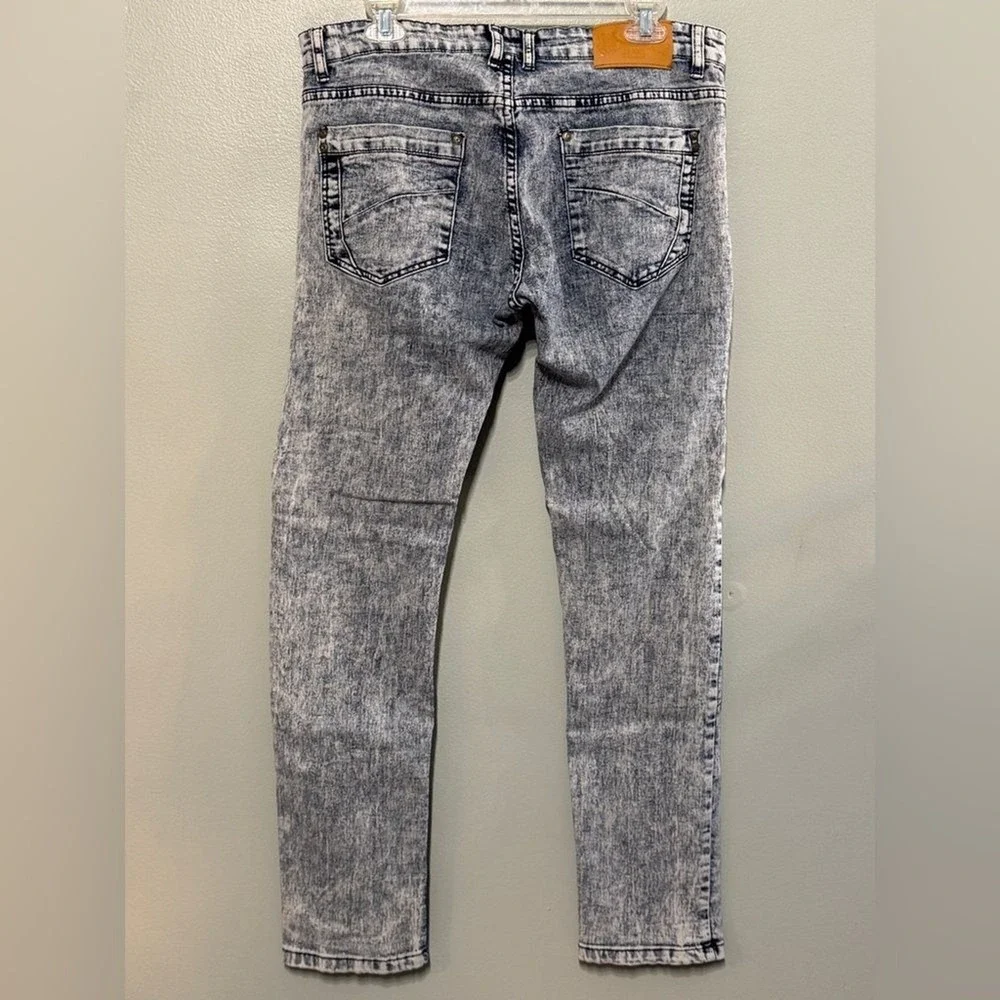 Vintage Fusai Skinny Jeans Men's 34 Moto‎ Denim Acid Wash Stretch Y2K 90's